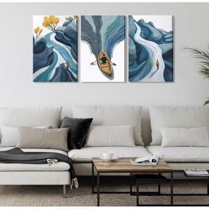 3 Panel Canvas Wall Art Set 24x15.5 Modern Abstract Motivational Wall Decor